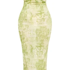 Robe Longue Bustier Découpée Imprimé Renaissance Vert Citron à Anneaux -Jupe Lumine Soldes Boutique c15de466b024393f73aec68c5e1a4b7660e3d8ff cne8564 5