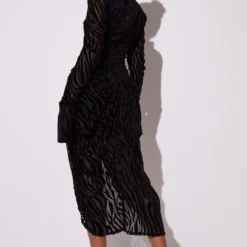 Robe Mi-longue Noire Imprimé Zèbre Dévoré à Col Haut Et Détail Drapé -Jupe Lumine Soldes Boutique c1a310dd22a56b42c9bd111769fee944b14d9b07 cmu4283 3 1