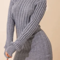 Robe Pull à Col Roulé Et Maille Tricot Côtelée Grise -Jupe Lumine Soldes Boutique c2386dac212c10e42590f330beb6e1c98c473b62 cmu0220 5