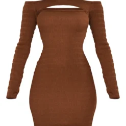 Robe Moulante Texturée Chocolat à Col Bardot Découpé -Jupe Lumine Soldes Boutique c286e60a8d9fcbf5d63b8fdd337a4bc376c9b975 cnc7755 5