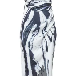 Robe Mi-longue Bustier à Imprimé Abstrait Noir & Blanc Froncée -Jupe Lumine Soldes Boutique c36c1a4a21a88cd75737413e1ab8a7b5a368ac65 cnd0011 5