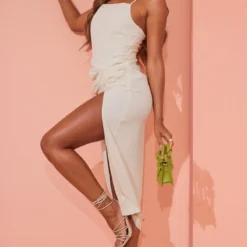 Robe Mi-longue Fendue Crème à Corset Structuré -Jupe Lumine Soldes Boutique c39cc234507374bcf15baa010e64a362a688ae99 cmy6060 4