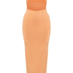Robe Longue Moulante Orange Découpée à La Taille Sans Manches -Jupe Lumine Soldes Boutique c45b4769c96617e5934f69b50865d498c6c392fe cne1459 5