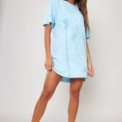 Robe T-shirt Bleu Javélisé à Slogan Good Day -Jupe Lumine Soldes Boutique c5fd642135dfe58abef2dae043c335c5f5d0acab cne8944 3