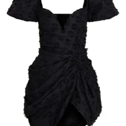 Robe Moulante Drapée Texturée Noire Décolletée à Armatures -Jupe Lumine Soldes Boutique c65c3322d53d735ca82c0c3853d1101d3d24591e cne8507 5