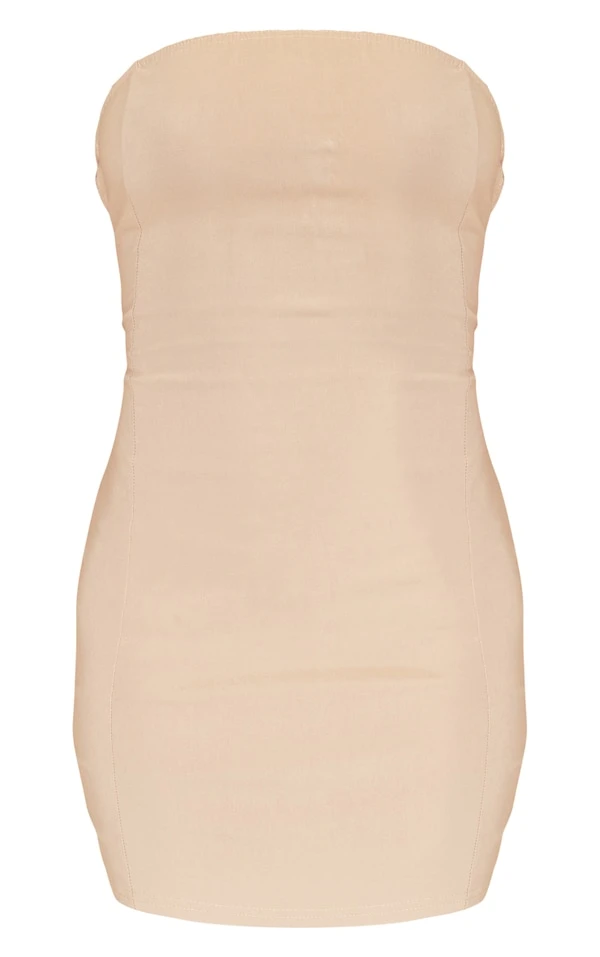 Robe Moulante Côtelée Gris Pierre Tissée Stretch Lacée Dans Le Dos 5 Robe Moulante Côtelée Gris Pierre Tissée Stretch Lacée Dans Le Dos – Image 5