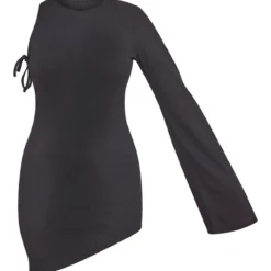 Robe Moulante Côtelée Noire Asymétrique à Manche Flare -Jupe Lumine Soldes Boutique c6e6db2fd89024edf22be83e71f6b91210b2b639 cnd4060 5