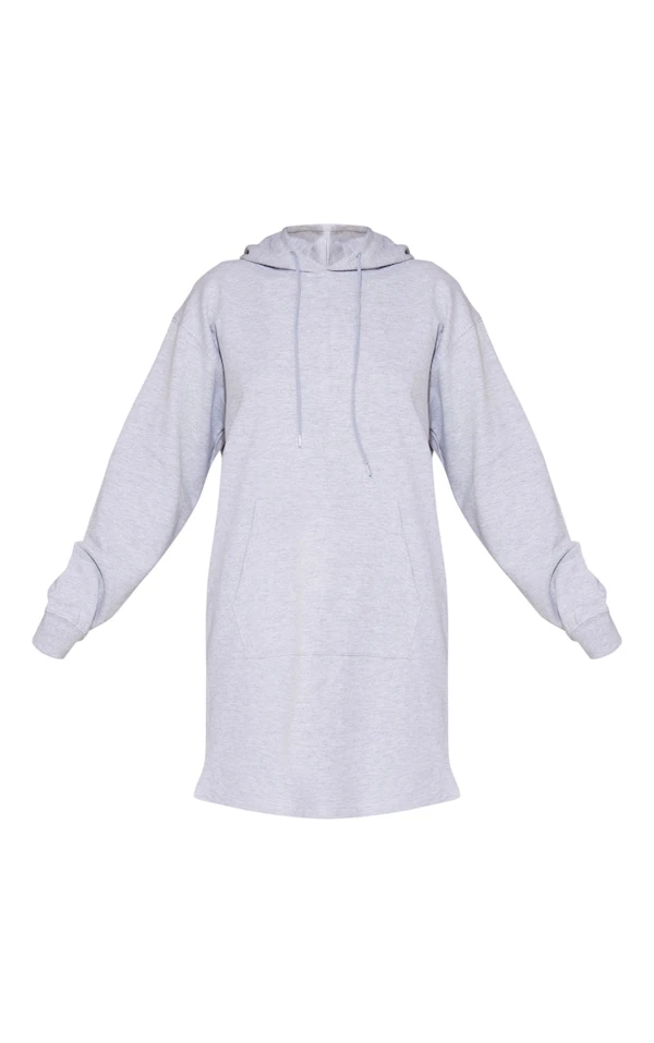 Robe Pull En Sweat à Capuche Gris Chiné à Poches 5 Robe Pull En Sweat à Capuche Gris Chiné à Poches – Image 5