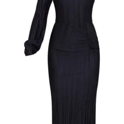 Robe Longue Asymétrique Plissée Froncée Noire -Jupe Lumine Soldes Boutique c79beb0c6c12bc15347b96f2a67063ac5155c6e3 cnb3643 5