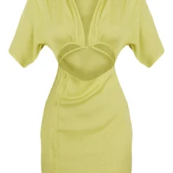 Robe Chemise Effet Lin Vert Découpée à La Taille Et Jupe Boutonnée -Jupe Lumine Soldes Boutique c7b0ec9517f1f5d62df205a279de0a0e9788d6d3 cnd4051 5