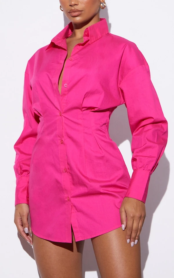 Renew Robe Chemise Rose Ajustée à La Taille à Manches Longues 4 Renew Robe Chemise Rose Ajustée à La Taille à Manches Longues – Image 4