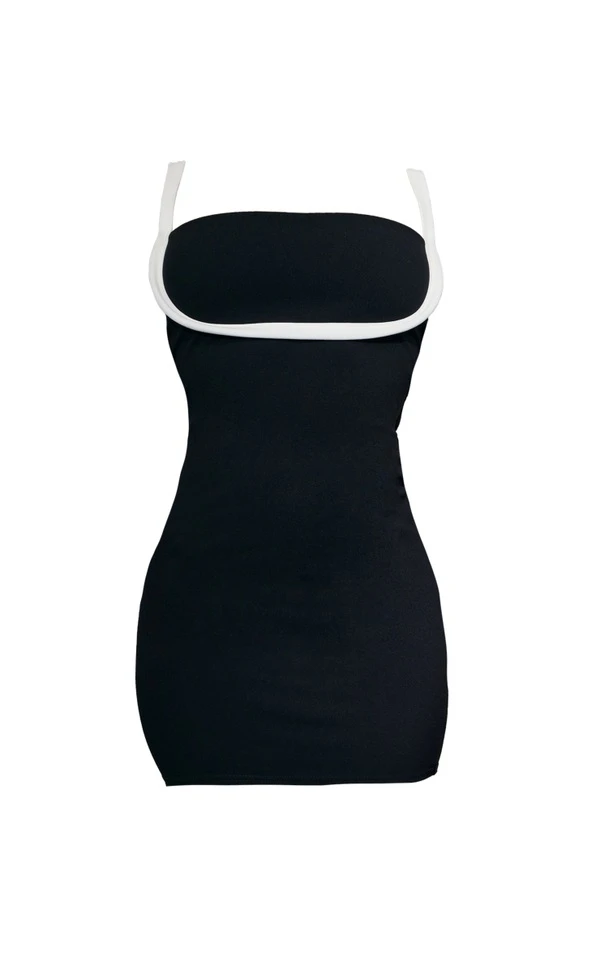 Robe Moulante Noire à Détail Coutures Sur Le Buste Et Bretelles 5 Robe Moulante Noire à Détail Coutures Sur Le Buste Et Bretelles – Image 5