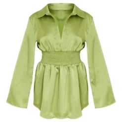 Robe Chemise Satinée Vert Olive à Taille Froncée 9 Robe Chemise Satinée Vert Olive à Taille Froncée -Jupe Lumine Soldes Boutique c9a9747f5b26a981a19cc2c07a91f4c70d3e3cb8 cne1414 5