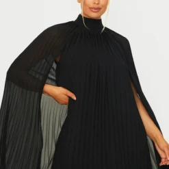 Robe Droite Style Cape Plissée Noire à Col Haut 7 Robe Droite Style Cape Plissée Noire à Col Haut -Jupe Lumine Soldes Boutique ca2a557d8053ba6499db421c01ffaf37ac083551 cmn7019 3