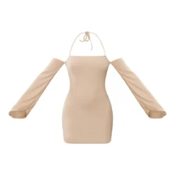 Robe Moulante Côtelée Sable Dos Nu à Col Bardot Et Ourlet Légèrement Volanté -Jupe Lumine Soldes Boutique cb435ffeaf97863477fd5acb849220dd8cdb53a1 cnc5780 5