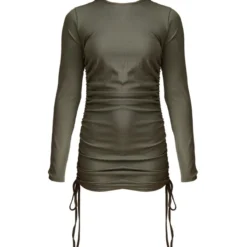 Robe Moulante Très Côtelée Kaki à Côté Froncé -Jupe Lumine Soldes Boutique cb5ef848264f5f3fccc87b9948f24d68c869120d cnd2182 5