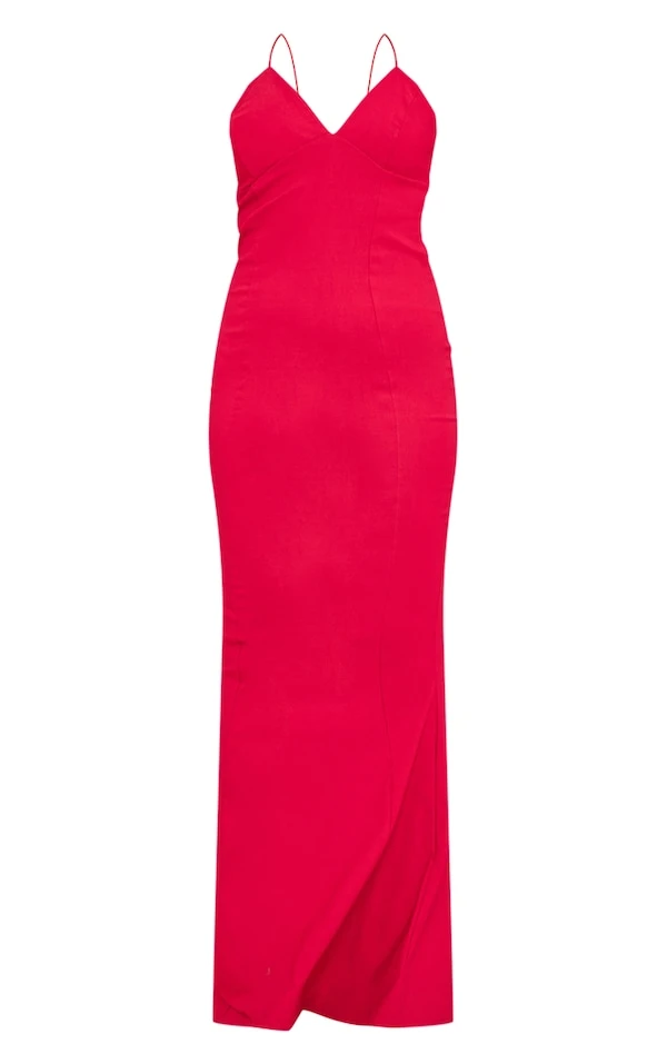 Robe Sirène Longue Tissée Stretch Rouge 5 Robe Sirène Longue Tissée Stretch Rouge – Image 5