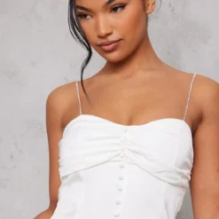 Robe Moulante Satinée Blanche à Boutons Et Bretelles Strassées -Jupe Lumine Soldes Boutique cc7af25dac44ca0e18cfd6e67889f31542958b26 cnb9166 4