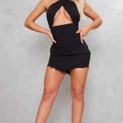 Robe Moulante En Mousseline De Soie Noire Dos Nu Croisé à Ourlet En Dentelle -Jupe Lumine Soldes Boutique ccc92095fd4d18f8fa35495f634d1775848281e5 cnd0369 3