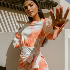 Robe Longue Portefeuille Nouée Orange Imprimé Aquarelle à Franges -Jupe Lumine Soldes Boutique cd87885cff8f0a9b645330ba0672dd64201aeb0c cmq5750 4