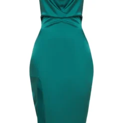Robe Mi-longue Satinée Vert émeraude à Col Bénitier -Jupe Lumine Soldes Boutique cef8f60f23ba52870c4fc9e002b91394ad013cf8 CLW6438 3