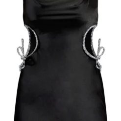 Pure Robe Satinée Noire Découpé à Bretelles Fines Et Strass -Jupe Lumine Soldes Boutique d0ba5f06c66bb4191722b6a8eef6cc8caacbefdd cna9028 5