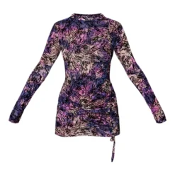 Robe Moulante En Mesh Floqué Multicolore à Détail Froncé Et Manches Longues -Jupe Lumine Soldes Boutique d1aa9e61c24028a8147650c14b5b95874d031753 cnc2241 5