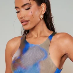 Robe Mi-longue En Mesh Bleu Imprimé à Col Montant Et Dos Nageur -Jupe Lumine Soldes Boutique d1e82a330490ddac85cddeaa6b98abc6685cb9a1 cnc2655 5