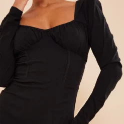 Robe Moulante Stretch Tissée Noire à Buste Froncé -Jupe Lumine Soldes Boutique d2988ab9173765b53517b4c2ed2715fdaab32a3c cnc2865 4