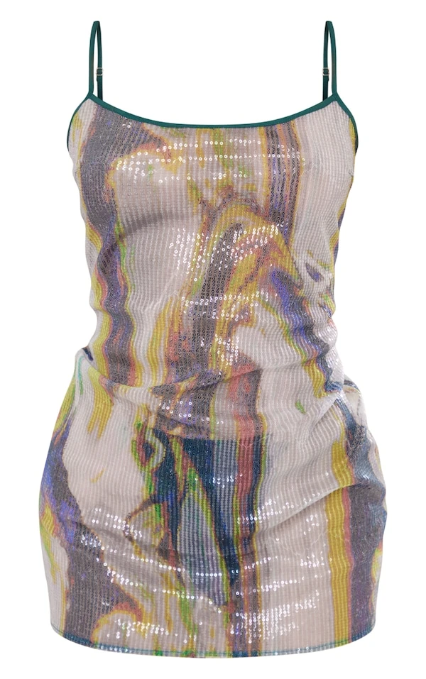 Robe Moulante Multicolore Transparente à Sequins Et Bretelles 5 Robe Moulante Multicolore Transparente à Sequins Et Bretelles – Image 5