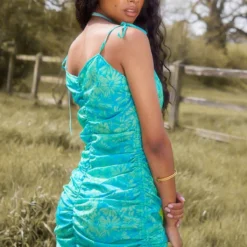 Robe Moulante Verte Fleurie Froncée à Dos Nu Et Bretelles -Jupe Lumine Soldes Boutique d558a97e46634980385e890fe07a4c394c9f0ac2 cnd8919 2