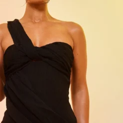 Robe Mi-longue Asymétrique Texturée Noire Drapée Fendue -Jupe Lumine Soldes Boutique d55b40431e36892dd3078c3899f3c632c43ca14b cnd7576 4