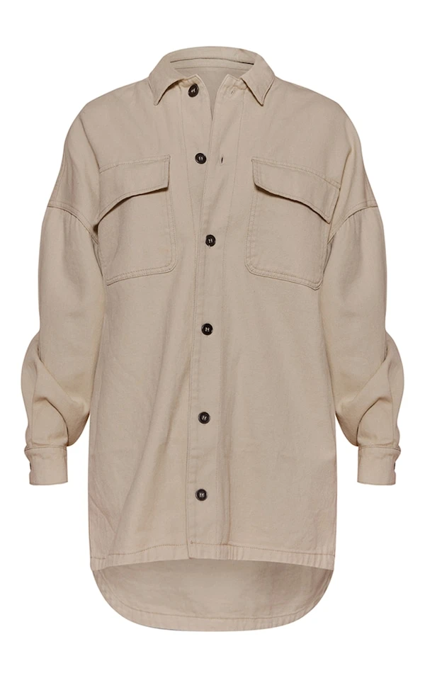 Robe Chemise Oversize En Jean Beige 5 Robe Chemise Oversize En Jean Beige – Image 5