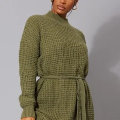 Robe Pull Kaki En Maille Tricot Douce à Ceinture -Jupe Lumine Soldes Boutique d652d222c88957493e562bd525ab74e4b673671b cmu0231 5