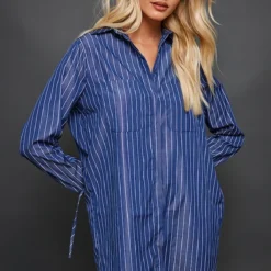 Robe Chemise Bleu Marine à Rayures Et Manches évasées Nouées -Jupe Lumine Soldes Boutique d6690e07c55954933e1df59b66bc39d79658efe9 cnc2852 1