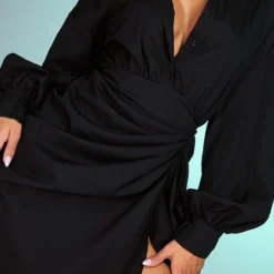 Robe Chemise Mi-longue Noire à Manches Ballon Et Jupe Froncée -Jupe Lumine Soldes Boutique d7d0dda007dbef081c5e17e66256bc406a99c3da cmv1852 5