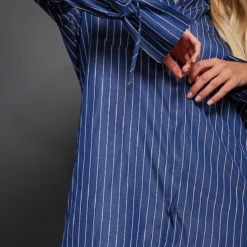 Robe Chemise Bleu Marine à Rayures Et Manches évasées Nouées -Jupe Lumine Soldes Boutique d94bd6de143a0666bd8b672a2df65a6d09a8bcd4 cnc2852 4