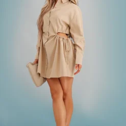 Robe Chemise Gris Pierre à Taille Froncée Et Découpée -Jupe Lumine Soldes Boutique d98c3b0205cf5b9a40240bbec7074e387f57ee8c cnd4384 3