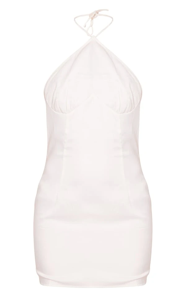 Robe Moulante Satinée Blanche Dos Nu à Détail Coutures 5 Robe Moulante Satinée Blanche Dos Nu à Détail Coutures – Image 5