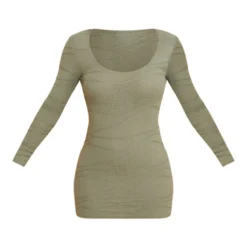 Robe Moulante Kaki Texturée à Col Rond Et Manches Longues -Jupe Lumine Soldes Boutique da9e2c677b7d3330d3c278f7e72993f9803ab673 cna6887 5