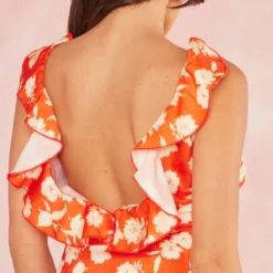 Robe Droite Satinée Fleurie Rouge à Volants Et Dos échancré 8 Robe Droite Satinée Fleurie Rouge à Volants Et Dos échancré -Jupe Lumine Soldes Boutique dbdeb54625a2feed5af0ace2a02a924a51943650 cne1449 4