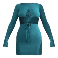 Robe Côtelée Vert émeraude à Lacets Devant -Jupe Lumine Soldes Boutique ddd00c6797c6c206accdbbf9e8cc1a3742fe74b2 cnb6435 5