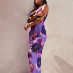 Robe Longue Lacée Dans Le Dos Violette Fleurie Abstraite En Mousseline De Soie Transparente -Jupe Lumine Soldes Boutique ddd01aa88300cc08ff434d96c218cbaa43abd379 cnd7593 3