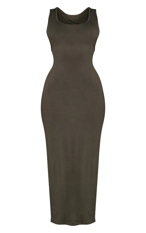 Robe Longue Simple Vert Olive 5 Robe Longue Simple Vert Olive – Image 5