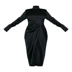 Plus Robe Mi-longue Satinée Drapée Noire à Col Montant 9 Plus Robe Mi-longue Satinée Drapée Noire à Col Montant -Jupe Lumine Soldes Boutique de99e564ec9ba2f305be4b3006663bf07c862a97 cne0808 5