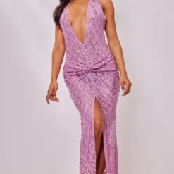 Robe Longue Drapée Lilas En Sequins à Décolleté Et Dos Nu -Jupe Lumine Soldes Boutique def737efc1690553755b51ed8610e200ca1e9ae6 cne3770 1