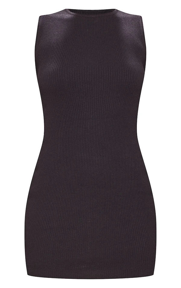 Robe Moulante Noire Basique En Maille Tricot 5 Robe Moulante Noire Basique En Maille Tricot – Image 5