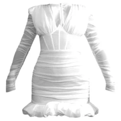 Robe Moulante En Mesh Froncé Blanc à Corset Et Ourlet Bouffant -Jupe Lumine Soldes Boutique e0fcc7ab576ad1868708700fff1107f03a6ba409 cnc7611 5