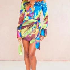 Robe Chemise Satinée Imprimé Abstrait Multicolore à Détail Noué 7 Robe Chemise Satinée Imprimé Abstrait Multicolore à Détail Noué -Jupe Lumine Soldes Boutique e0fd53fc34c52c42b4872056510df86fc223c0f8 cne4574 3