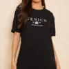 Robe T-shirt Oversize Noire à Slogan Venice